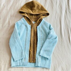 Free people sweater cardigan hoodie turquoise blue knit rabbit hair wool small